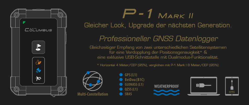Columbus P-1 Mark II GNSS Datenlogger